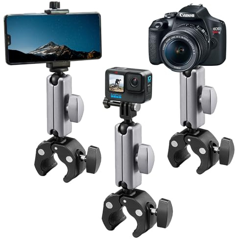 Suptig Kamera-Halterung, Super-Klemme, Stangenhalterung Kompatibilität für Gopro Hero 13 Hero 12 11 10 9 8 7 6 5, Insta 360, Phon, Canon Nikon DSLR usw.