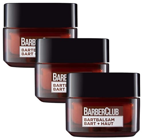 L'Oréal Men Expert Bartbalsam Bart + Haut für Männer, Unterstützung beim gesunden Bartwachstum, Bartpflege für Herren mit ätherischem Zedernholzöl, Barber Club, 1 x 50 ml (Packung mit 3)