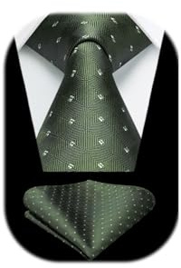 Enlision Herren Krawatte Seide Grün Krawatte mit Einstecktuch Set Einfarbig Krawatten für Herren Hochzeit Formelle Geschäfte,Armeegrün
