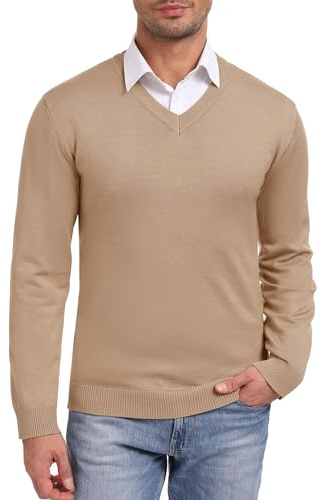iClosam Pull Homme Col V Hiver Pullover à Manches Longues Pulls Homme Tricoté Hiver en Maille sous Pull Homme Classique