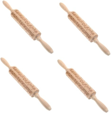 PRETYZOOM 4 Pezzi Mattarello Piccolo Medio Per Pizza Con Manico in Legno Antiaderente