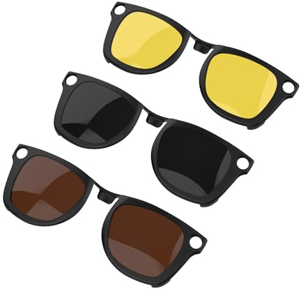 RCstyle Compatibile con Ray-Ban Meta Wayfarer (Standard) Smart Glasses Set di clip a cambio colore (Marrone, Giallo visione notturna, Nero)