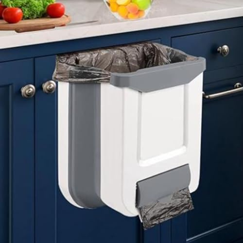 FEFE Collapsible 2.4 Gallon Kitchen Compost Bin - Counter Hanging & Under-Counter Waste Container