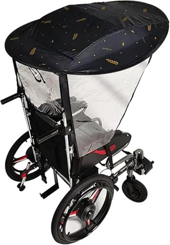 Universal Electric Wheelchair Umbrella Canopy Awning, Electric Wheelchair Cover Canopy Awning, Rainproof and Dustproof Cover Folding Sunshade Canopy,Winter,With Handle
