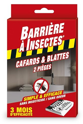 Barrière à Insectes Pièges Collants Anti-Cafards - Etui de 2 pièges