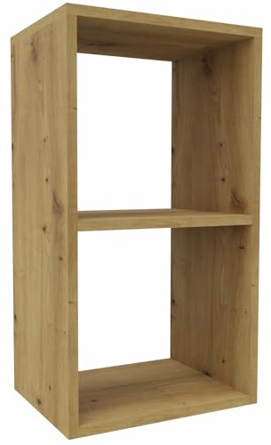 MARAND Stehendes Bücherregal - 2 Zonen - Kinderzimmer Aufbewahrung - Schmal - Wohnzimmer - Holzwerstoff - Artisan-Eiche