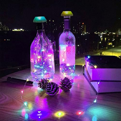 Sunicon Solar Flaschenlichter, 6 Stück Solarlichter LED Flaschenlichterkette mit Korken, Stimmungslichter Weinflasche Nacht Licht, für Flasche DIY, Party, Garten, Weihnachten, Halloween, Hochzeit Deko