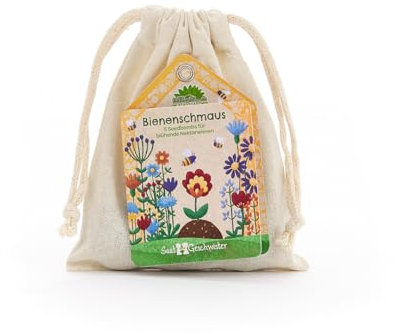 Semi Brüister – 5 palline di semi in sacchetto di cotone | Seedbombs per fiori di campo colorati per api e insetti, regalo per gli amanti della natura e giardinieri per compleanno, Pasqua o come