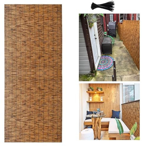 BZCKBZ Canna bambù Stuoia Ombreggiante, Schermo Privacy Decorativo, Stuoia Cannette Recinzione Decorativa per Balcone Protezione Solare Recinzione in bambù(60x400cm(2.0x13.1FT))