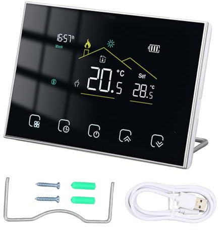 Gearwell Termostato inteligente, controlador de temperatura programable WiFi, panel de control HVAC de inicio, termostato remoto de 95-240V para series BHT-8000-RF (BHT-8000-RF-VA-GBW)