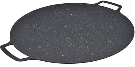 Korean BBQ Grill Pan, Round BBQ Griddle with Nonstick Coating Frying Pan with Bag Cooking Tray for Stove Top for Steaks Pork Belly Pancakes for Indoor Outdoor Camping Barbecue (41CM)