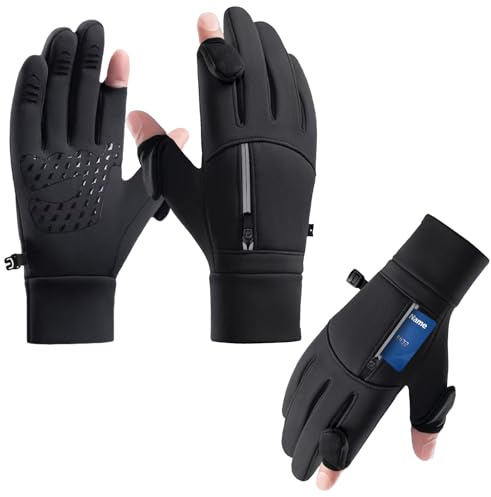 BacJueSin Fahrradhandschuhe Winte Handschuhe Herren Winddicht und Touchscreen Laufhandschuhe mit Warme Winddichte Sporthandschuhe für Fahrradfahren, Wandern, Laufen und Autofahren
