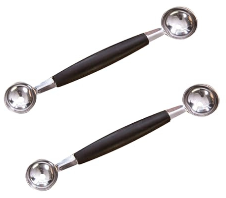 2 PCS Melon Baller Scoop, Double Sided Stainless Steel Fruit Scooper | Create neat fruit balls quickly with a double sided scoop for melons and desserts.