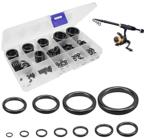 mizikuu 160 Stück Angelrutenführung Rutenring Set, 12 Größen Angelrute Reparatur Set 3.7mm-30mm Keramik Angelruteringe Glatte Langlebige Angelruten Keramikführungen Set für Angelbegeisterte