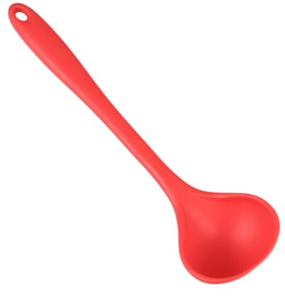 Hemobllo Louche en Silicone Rouge Cuisine Ménagère Trou Suspendre, Ustensile Pratique pour Usage Quotidien la Maison, Outil de Cuisson Résistant et Facile à Ranger