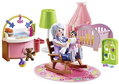 PLAYMOBIL Dollhouse 70210 Babyzimmer mit Babybett und Figuren, ab 4 Jahren