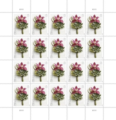 USPS Contemporary Boutonniere Sheet of 20 Forever Postage Wedding Stamps Scott 5457