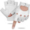 GSG SINCE 1998 Halbfinger Lederhandschuhe Herren – Fingerlose, ungefütterte Fahrhandschuhe aus weichem Schafsleder, atmungsaktiv und flexibel, Geschenkverpackung Weiß XL