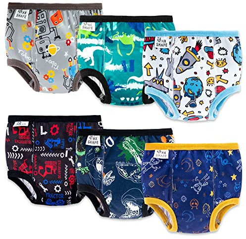 Heekcaa 6-pack potträningsunderkläder för pojkar,tvättbara potträningsbyxor för pojkar, träningsunderkläder som passar 2T-6T (as3, age, 5_years, regular, blå)
