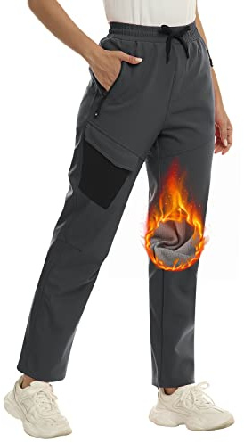 MoFiz Pantalones Ski Mujer Pantalón para la Nieve Térmicos Pantalones Impermeables de Invierno Gris L