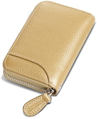 GADIEMKENSD Kreditkartenetui Kartenetui Damen RFID Schutz Mini Leder Portemonnaie Karten Etui Herren Kreditkartenhülle Bankkarten Schutzhülle 14 Fächer Kartenetui mit Zipper Champagner Gold