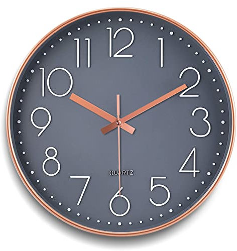 FAMKEEP Wanduhr 12 Zoll Wanduhrs Ohne Tickgeräusche,Quartz Lautlos Wanduhr Groß,Rund Wanduhrs Moderne Minimalistische Wanduhrs für Wohnzimmer-Dunkelblau