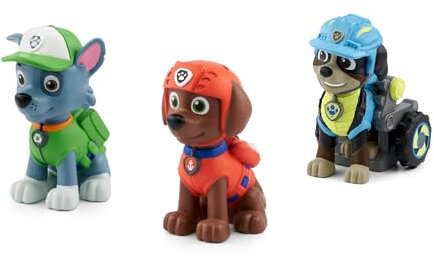 tonies Paw Patrol New Wave character Bundle Rex, Zuma & Rocky, Audio Story and Songs for kids for use with Toniebox Music Player (Sold Separately), Blue