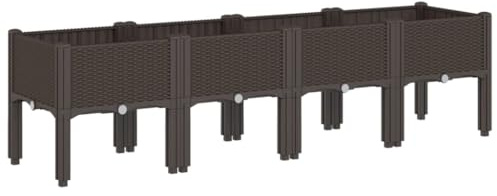 vidaXL Odlingslåda med ben brun 160x40x42 cm PP, hög odlingslåda, odlingskruka, blomkrukor, höga odlingslådor, odlingskrukor, blomkruka, utomhuskruka