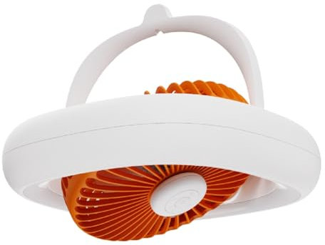 Haztholf Ceiling Fan Remote Controlled Oscillating Fan 7 Inch 4000 mAh 4 Speeds and LED Lamp Warm Light Desk Ceiling Fan USB-B