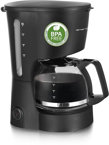 Emerio Filter Kaffeemaschine klein | 0.6L Glaskanne für bis zu 5 Tassen frischen Kaffee | herausnehmbarer Permanent-Filter | Anti-Tropf-Funktion | 40 Min. Auto-Off | 600 Watt | BPA frei | CME-116801