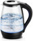 KEINVE Electric Kettle 1.7L Borosilicate Glass Electric Kettle with LED Indicator, Fast Boiling Hot Water Boiler & Tea Kettle Electric with One-touch Lid, Swivel Base, Auto Shut-Off, 2200W