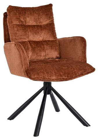 Duhome lounge stol armstöd pall, chenille Fabrac 360 graders roterande justering, som omklädningsbord matsal stol kontor pall skal stol, orange
