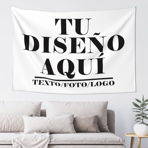Tapices de pared personalizado Posters para pared Diseña tu logo foto o texto personalizada tapiz decorativo pared de Sala de Bodas, para Obsequios Conmemorativos Familiares 95 cm x 73 cm
