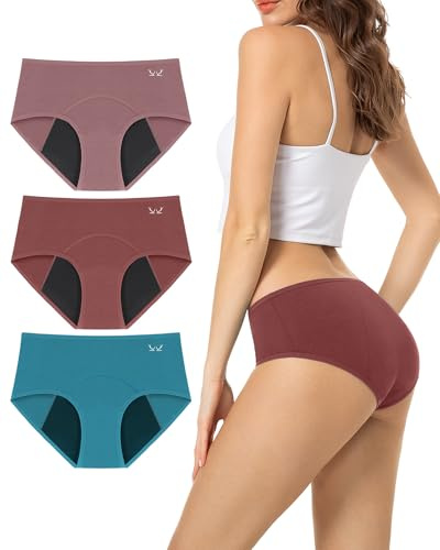 TANSTC Underbyxor damunderkläder mjuk bomull, 5-pack underkläder kvinnor, stretch hög midja trosor damer, ventilerande sexiga trosor damer, hipster damer dotter finns som present | Menstruationsunderkläder flickor hög midja menstruation underkläder kvinnor trosor 3-pack