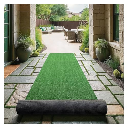 LSSHQ Outdoor Kunstrasen Matte in Grün Wetterfest Wetterfest Mit Drainagefunktion Grass, für Garten Balkon Terrasse Wintergärten UV-Beständig 25 mm Höhe(2x3m/6x9ft)