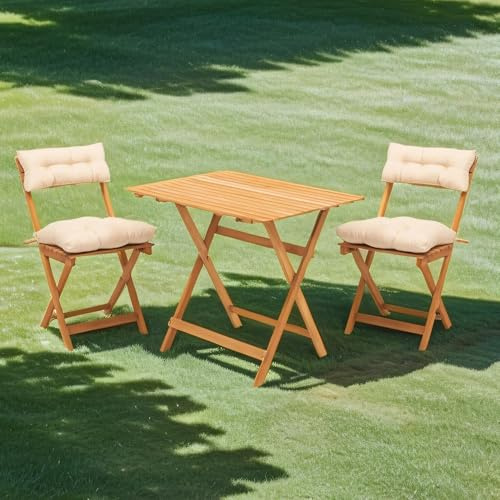 Dmora set Tavolo e Sedie Librae Marrone Crema 2 Posti Dimensione Seduta 40x30h81 cm, Dimensione Tavolo 80x60h72 cm