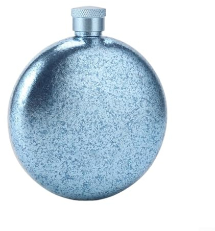 Flasque en métal en acier inoxydable pour whisky, liqueur, design compact avec large ouverture pour un remplissage facile en extérieur (bleu, 160 ml)