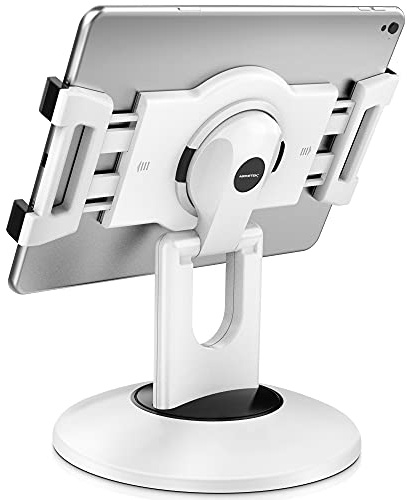 AboveTEK Supporto per iPad e Tablet, Rotazione a 360°, Adatto per Dispositivi da 6-13, Ideale come Supporto per POS, Negozio, Ufficio, Cucina o Scrivania - Bianco