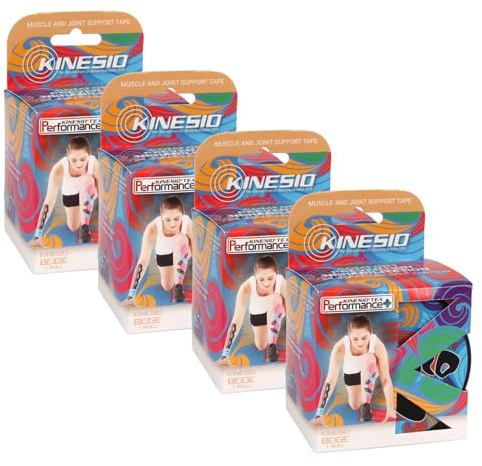 2 Kinesio Tex Performance Muscle and Joint Support Kinesiology Tape - Beige w/Logo