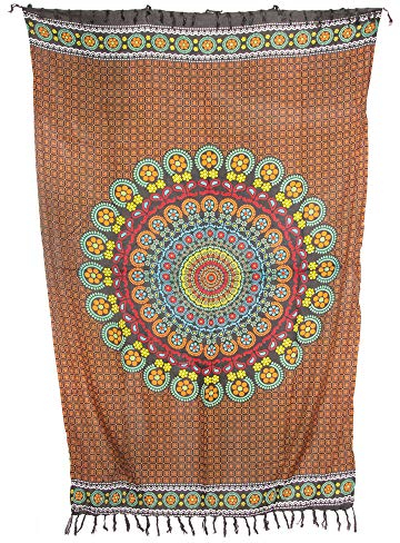 Sarong Pareo Mandala Passion orange-schwarz/große Auswahl schönste Farben/Wickelrock Strandtuch Sauna-Tuch Wickelkleid Schal Wickeltuch Bademode Freizeitmode Sommermode/aus 100% Viskose