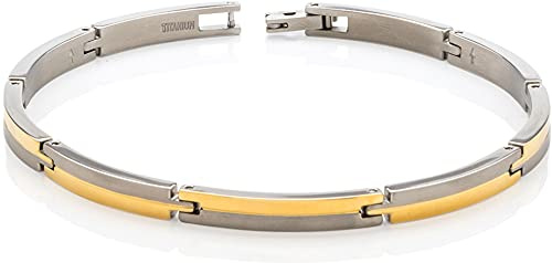 Boccia Damen Gliederarmband aus Titan in der Farbe Silber, goldplattiert, antiallergen, 20cm, 03018-02