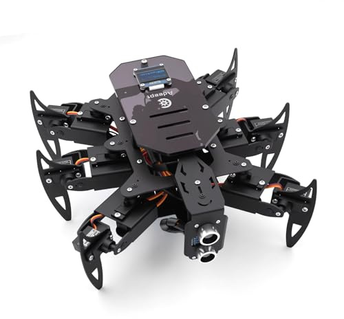 Adeept Hexapod Spider Robot Kit Compatible with Arduino, Spider Walking Crawling Robot, Programming Project STEAM Robotics Kit with OLED Display and Metal Body, PDF Manual