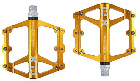FrontStep Pedali antiscivolo in alluminio generale Pedali per biciclette leggeri con perno in acciaio Cr-Mo per MTB/Pedale mountain bike/Pedale BMX (d'oro)