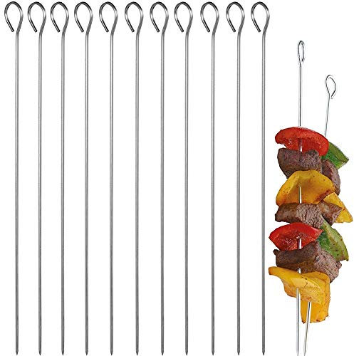 FANDE Pics à brochettes, 30 Pièces Brochettes Barbecue, Brochettes en Acier Inoxydable, Brochettes de Légumes, Aiguilles de Roulade, Brochettes 25 CM