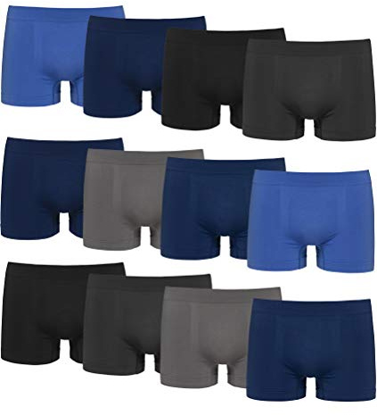 Channo Boxer in Nylon da Uomo, Senza Cuciture, Morbidi e Confortevoli - Confezione da 12