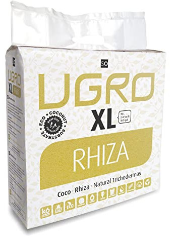 XL Rhiza - Substrat en noix de coco enrichi avec des endomicorces, bloc Comprimé avec faible pourcentage de fibre de coco pour plantes et potager, 5 kg - 70 l (32 x 32 x 14 cm)
