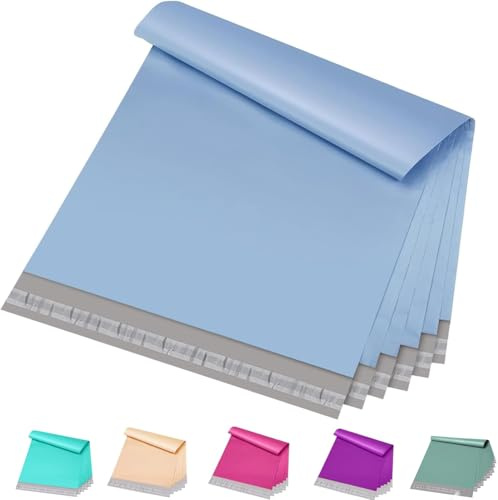 Metronic Poly Mailers 12x15.5 100 Pack, Medium Size Shipping Bags for Clothing, Strong Self-Seal Mailers Poly Bags Shipping Envelopes, Thick Mailing Bags Package Bags for Small Business, Light Blue