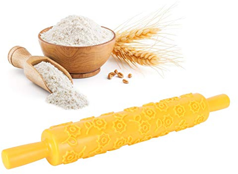 Mattarello in rilievo, mattarello decorativo con motivo floreale per biscotti in rilievo da forno, 14,4 pollici(#1)