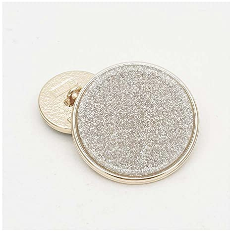 5 PCS Metal Round Shank Button Many Sizes Special Sparkling Buttons for Clothes Bags Decor Sewing Crafts (Silver, 20mm)