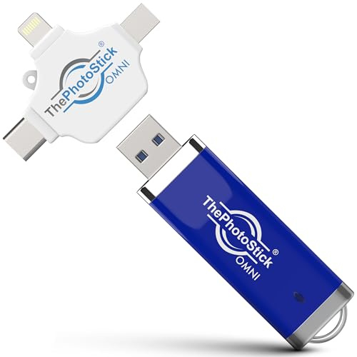 ThePhotoStick® Omni 256GB USB Flash Drive & Memory Stick, Gift for Mom – Automatic Photo & Video Backup for iPhone, Android, Mac, PC – Universal Connection Easily Stores and Transfers Files